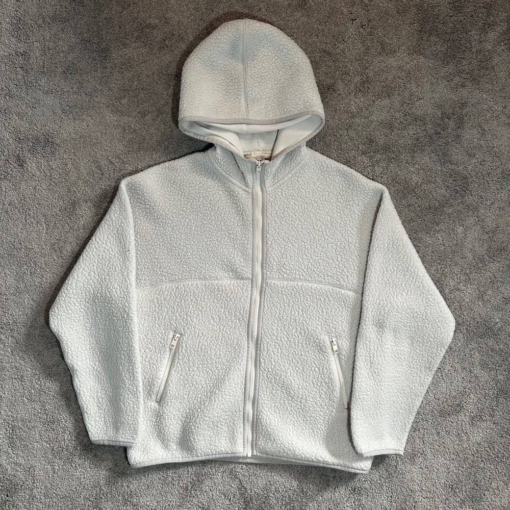 Tna Fleece Hoodie Women Small White Sherpa Full Zip Jacket 84037